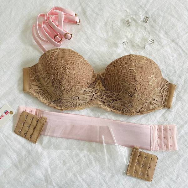 Clear and Pastel Pink Customizable Bra Set