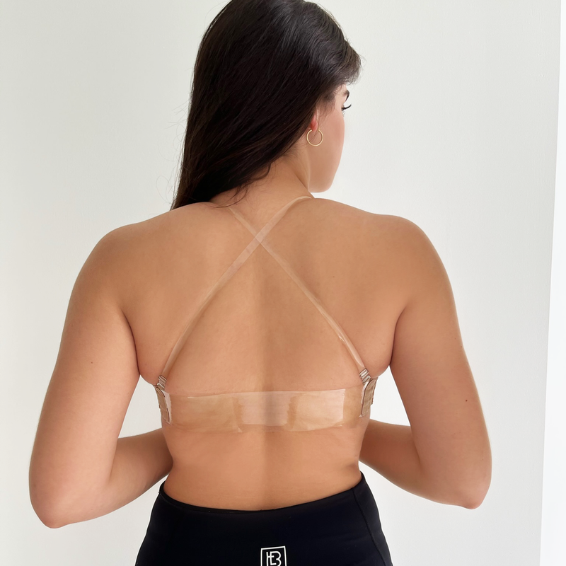Clear back strap sports bra on sale