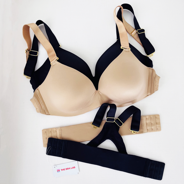 1pc Wide Hem Double Side Brushed Front Cross Strap With Adjustable Shoulder  Strap And Insert Cup Bra